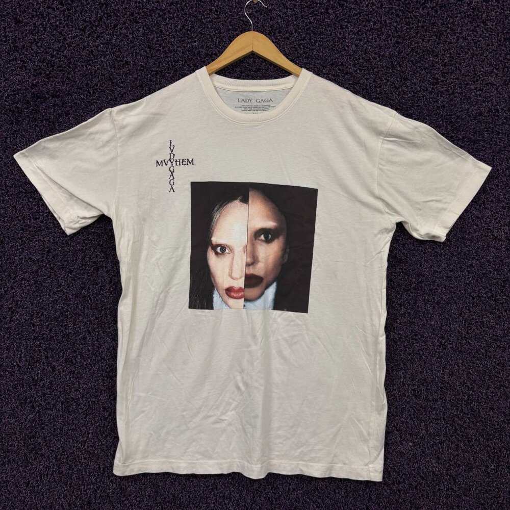 Lady Gaga Mayhem Album Split Face Photo Synth-Pop T-Shirt XL